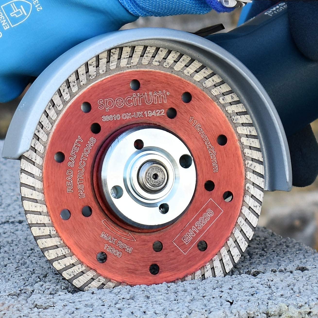 OX Tools TX10R-115/22 Spectrum Superior Turbo Diamond Blade, 115/22.23mm, Red - Image 3