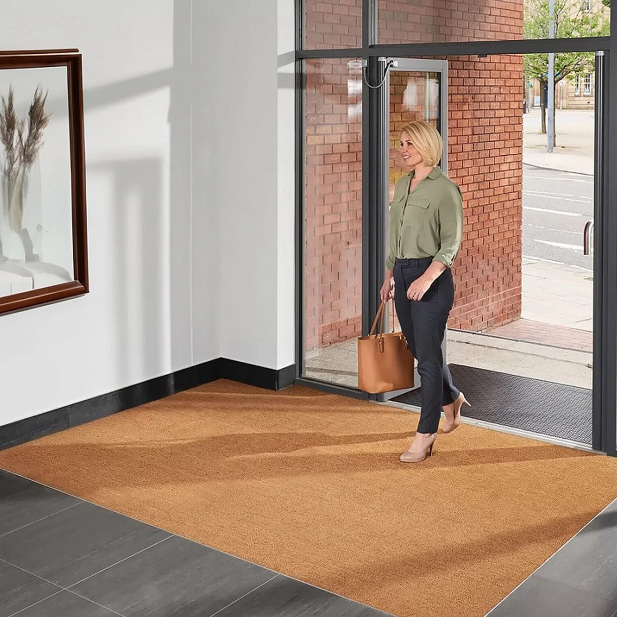 PVC Backed Coir Matting Natural - 17mm x 100cm x 12.5m Roll - Image 2