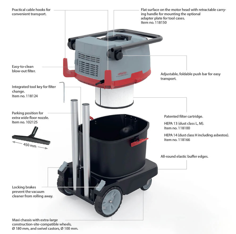 H-Class 50L Vacuum with PTO & Reverse Air Filter Cleaning, 230 Volts - Sprintus CraftiX - Image 6