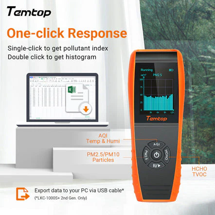 Temtop LKC-1000S+ 2. Air Quality Monitor for PM2.5 PM10 HCHO AQI Particles VOCs Humidity Temperature, Date Dxport - Image 11