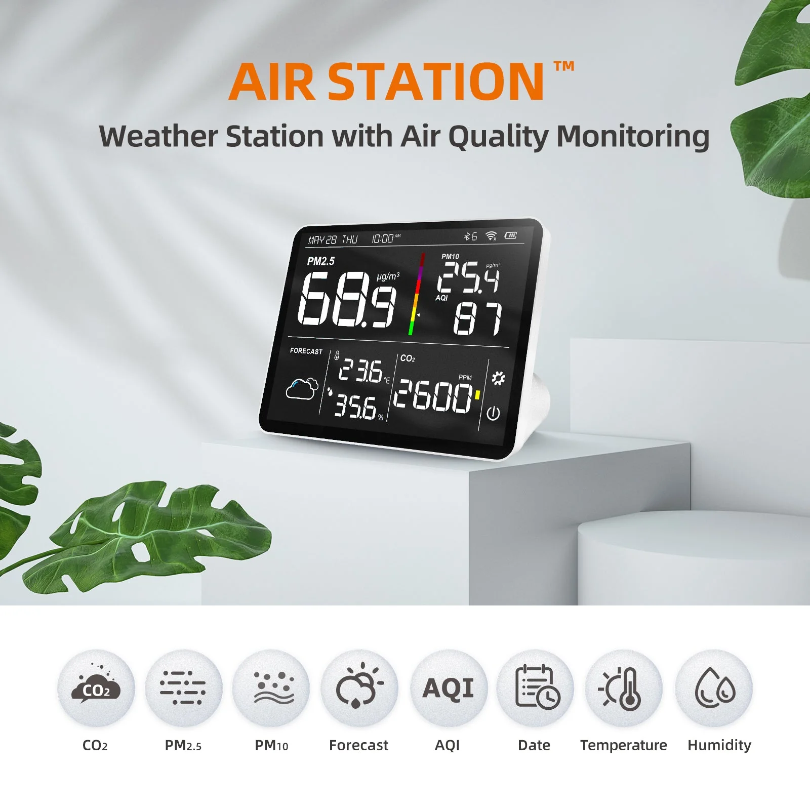 Temtop M100 Air Quality Monitor WiFi Smart Air Station PM2.5 PM10 CO2 Meter Temperature Humidity Detector for Home - Image 2