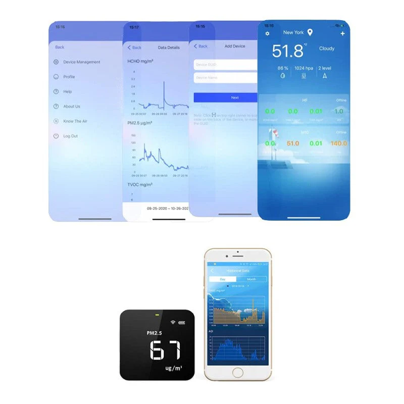 Temtop M10i WiFi Air Quality Monitor for PM2.5 TVOC AQI HCHO Formaldehyde Detecting, Real Time Display, Data Recording - Image 3