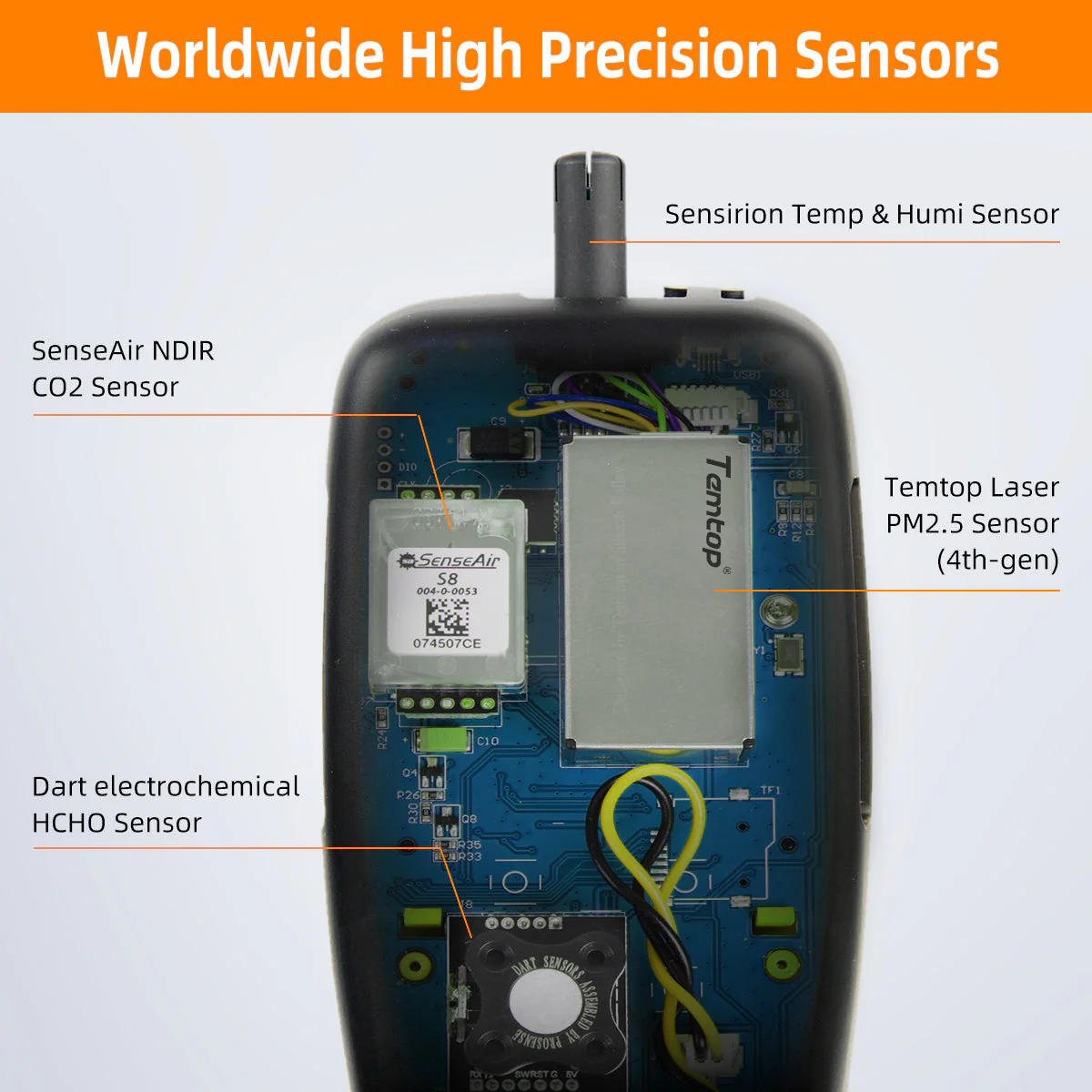 Temtop M2000 2. CO2 air quality monitor for PM2.5 PM10 particles CO2 HCHO, temperature and humidity display, data export - Image 11