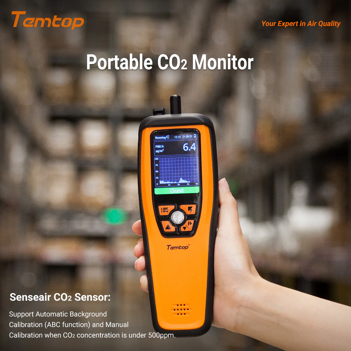 Temtop M2000 2. CO2 air quality monitor for PM2.5 PM10 particles CO2 HCHO, temperature and humidity display, data export - Image 13