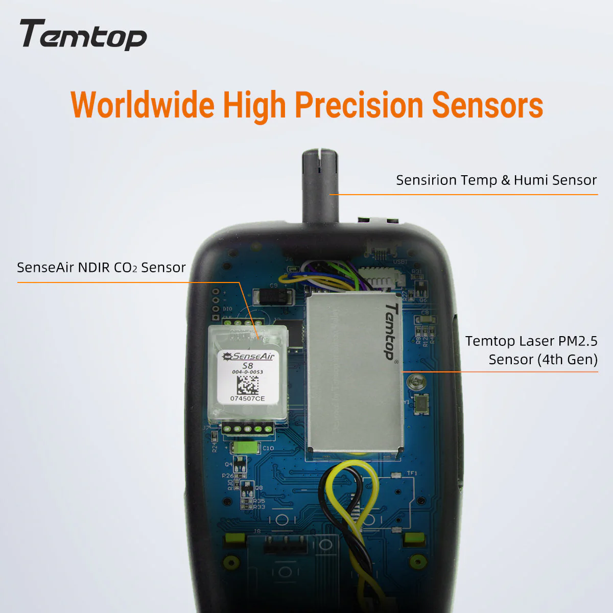 Temtop M2000C 2. CO2 air quality monitor for CO2 PM2.5 PM10 particles, temperature and humidity display, data export - Image 5