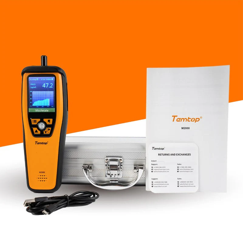 Temtop M2000C 2. CO2 air quality monitor for CO2 PM2.5 PM10 particles, temperature and humidity display, data export - Image 8