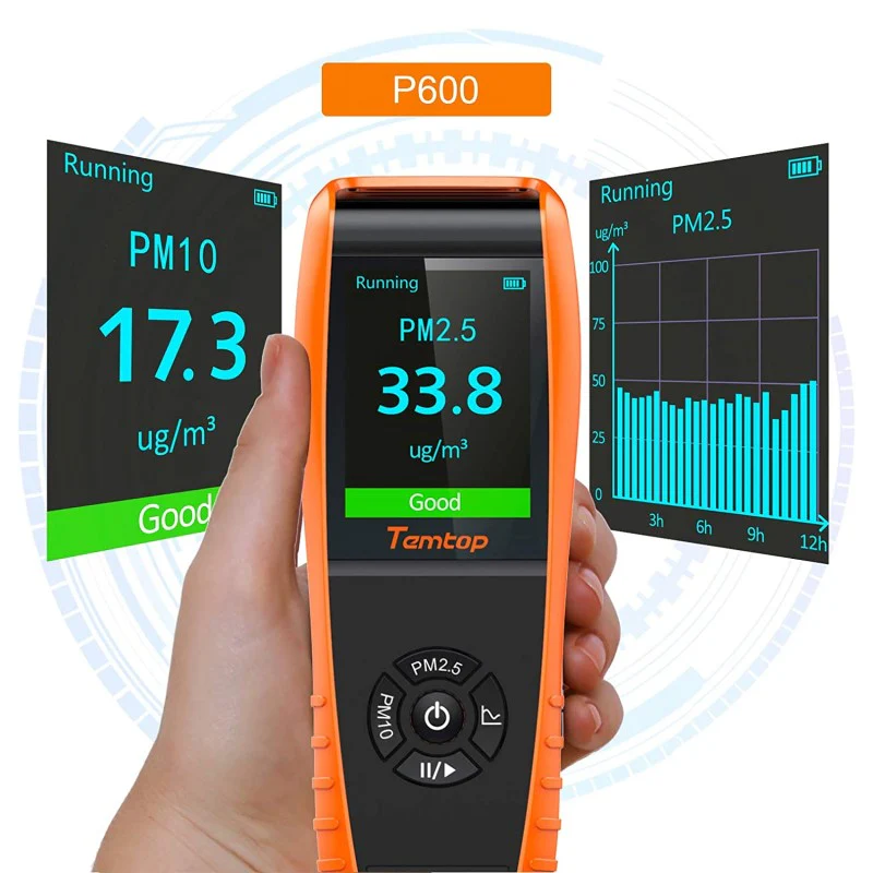 Temtop P600 Air Quality Monitor, Portable Laser PM2.5 PM10 Particle Detector, Professional Air Quality Monitor Meter, Accurate Testing - Image 2